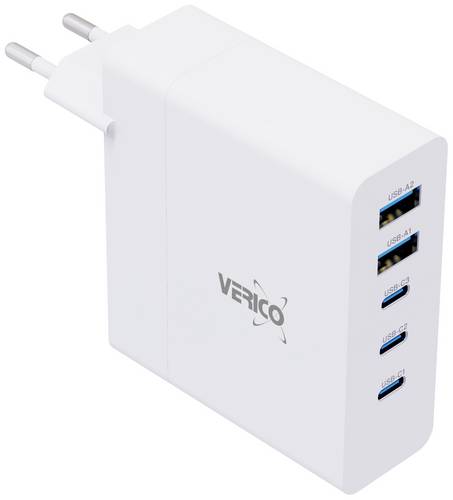 Verico Mojo 140W GaN 5 USB Ladegerät 140W 2x USB-A, 3x USB-C USB PD 3.0 Weiß Innenbereich