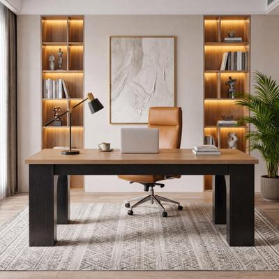 Bluebell "63"" Rectangular Wooden Executive Desk, Farmhouse Home Office Computer Desk"