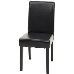 Chefgastro Esszimmerstuhl klassisch und zeitlos | HxBxT 90x43x56cm | Sitzhöhe 45cm | Leder | dunkle Beine | Schwarz | Küchenstuhl Stuhl