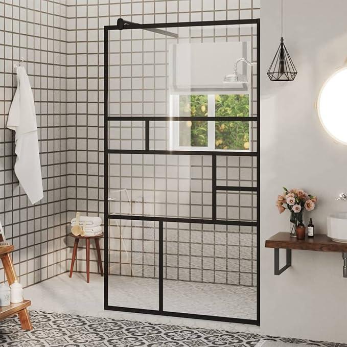 Duschwand für Begehbare Dusche Glas Duschtrennwand Glas Badewanne Duschwand Duschabtrennung Badewannenaufsatz mit Klarem ESG Glas 90x195 cm