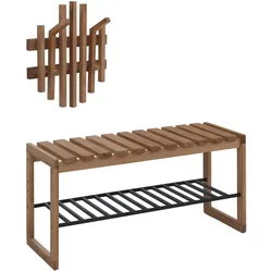 MCA Garderobenset HWC-P57, Garderobenpaneel Sitzbank Schuhablage, Massiv-Holz Eiche