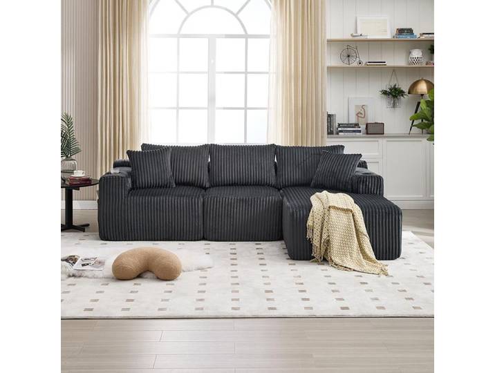 Canapé Modulaire Ensemble canapé modulaire salon appartement velours doux Gris