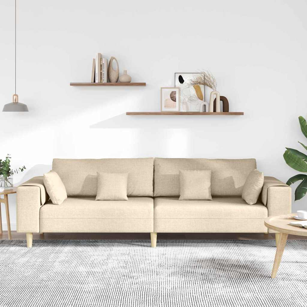 vidaXL Canapé Crème 250 x 77 x 76 cm tissu