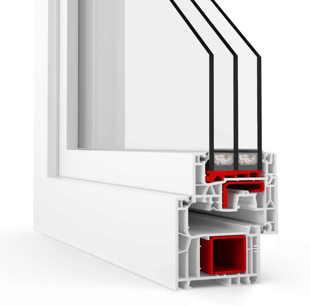 Fenêtre à triple vitrage, Ug 0,7 selon DIN EN 673, PVC, aluplast IDEAL® neo AD, 1 vantail, vitrage fixe, blanc, 510 x 510 mm