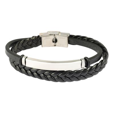 Armband ADELIA´S "Armband – Lederarmband aus Leder 17 cm", schwarz, Armbänder, Herren, 17cm, Leder, Armband, Ideal als Geschenk – dezent und elegant