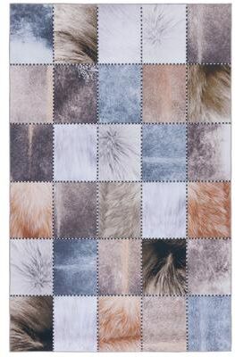 SAFAVIEH Faux Hide Machine Washable Slip Resistant Aysan Rustic Patchwork Rug