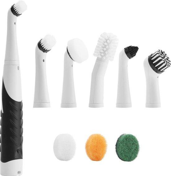 SURIGHT Elektrische schrobber 5-in-1 Handheld schoonmaakborstel met 5 verwisselbare borstels voor keuken en badkamer