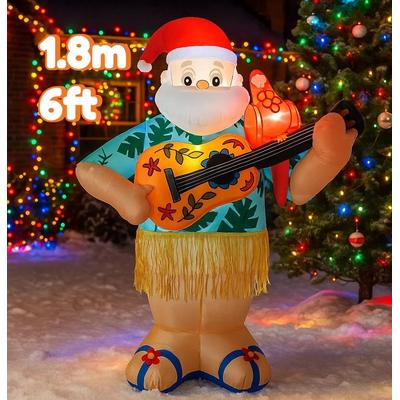 Uplift Treasures 6FT LED Inflatable Hawaiian Santa With Guitar Yard Decoration qm01137 77wj us