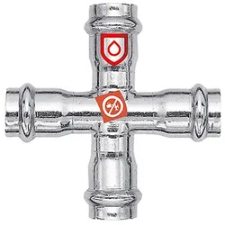C-Stahl Pressfitting V Kontur - Kreuzstück (i/i) (Ausführung: 28 - 18 mm)