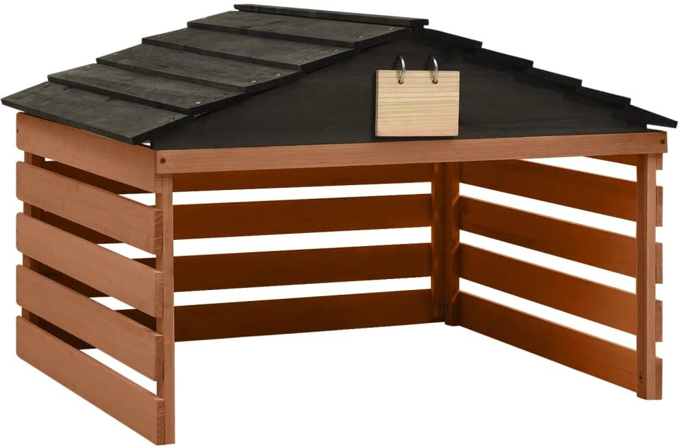 vidaXL Garage de tondeuse à gazon Noir et marron 78x74x54cm Sapin