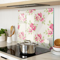 GLASPLATTE 60x52 cm Blumenmuster