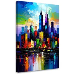 LEINWANDBILD Bunte Stadt Abstrakt 70x100cm