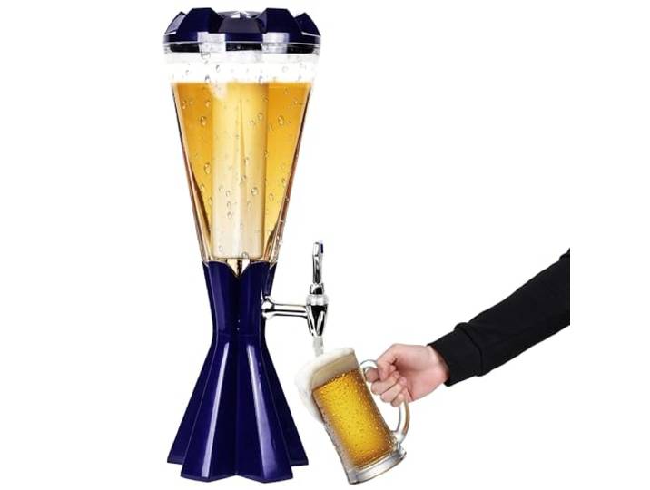 SERdeerCH Bierturm-Getränkespender mit Eisröhre und LED-Licht, 3 l, ideal für Zuhause, Bar, Party