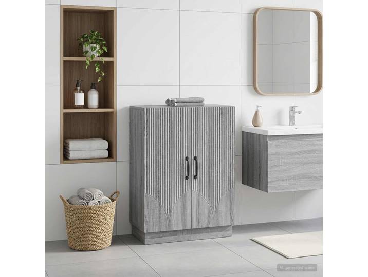 vidaXL Badezimmer Aufbewahrungsschrank HOORN Sonoma-Grau