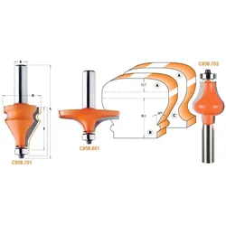 CMT HW Tischkanten- und Handlauffräser mit Anlaufring - Profil = A; D = 31,7 mm; I = 38,1 mm; S = 12 mm - C956.702.11