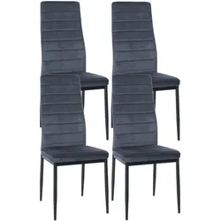 CLP 4er Set Esszimmerstühle Mayfair Samt   Farbe: hellgrau, Material: Samt