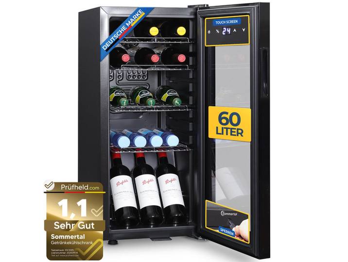 Sommertal Weinkühlschrank Gk60, Schwarz, Metall, 79 cm, Barzubehör & Weinzubehör, Barzubehör