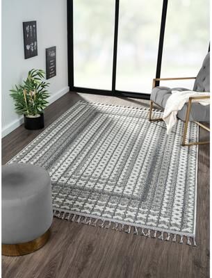 MDA Rugs Enjoy Collection Grey Geometric Area Rug