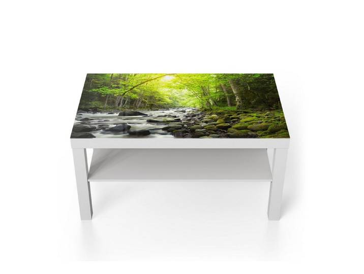 DEQORI Couchtisch 'Steiniges Flussbett', Glas Beistelltisch Glastisch modern