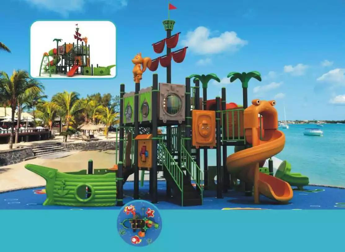 Schiff Turm Outdoor Spielturm met glijbaan voor kinderen