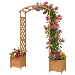 Relaxdays Rosenbogen mit Pflanzkübeln Orange