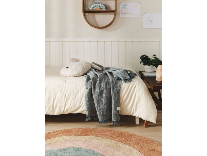 Plaid en coton bleu 130x170