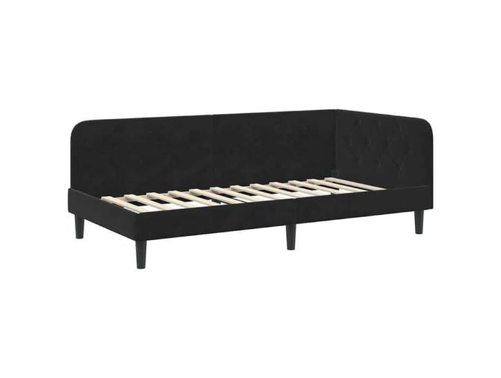 Noir Cadre de lit d'angle Noir 90x190 cm Velours - Structure de lit LV115588