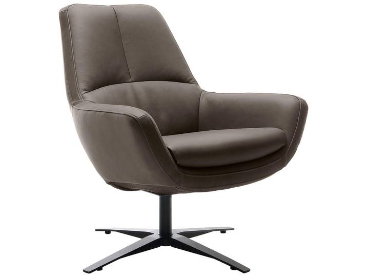 Trendmanufaktur Sessel BE Organic, Grau, Metall, Echtleder, Anilinleder, 81x92x83 cm, Made in EU, Lederauswahl, Stoffauswahl, Wohnzimmer, Sessel, Sonstige Sessel