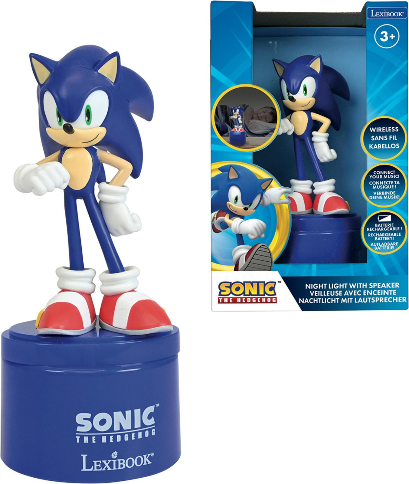 Lexibook Sonic Bluetooth nachtlampje met kleurveranderende LED-verlichting en oplaadbare batterij