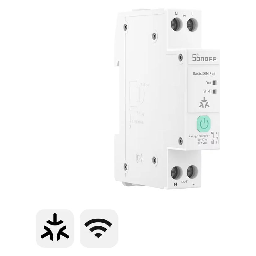 Sonoff Basic DIN RailVernetztes Schaltmodul Matter 32A (Schaltaktor) (BASIC-1GSP)