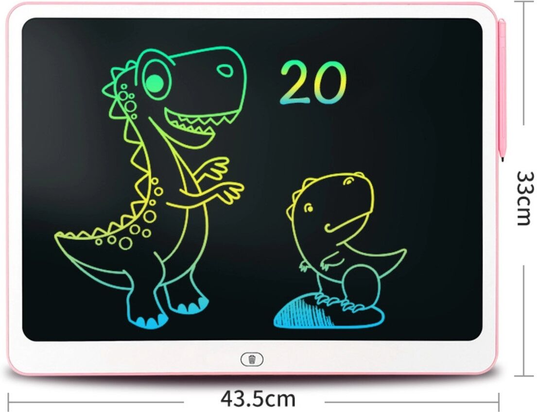 INF Graffiti-Schreibtafel – 20-Zoll-LCD-Schreibtablet im Querformat mit blendarmem Display und Stifthalter Rosa