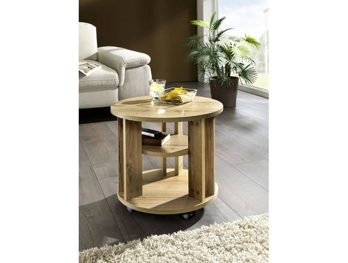 Couchtisch mit 2 Ablageflächen und 4 Rollen, eiche, klein