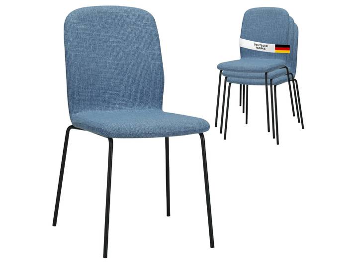Albatros Esszimmerstühle 4er Set ENNA, blau - stapelbar, bequemer Polsterstuhl - Eleganter Küchenstuhl, Stuhl Esszimmer oder Esstisch Stuhl, Konferenzstuhl , Stückzahl:4, Farbe:Blau