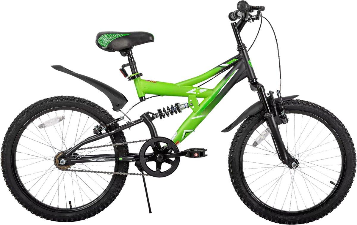 Kinder-Mountainbike 20 Zoll (51 cm) - Fully Suspension, Stahlrahmen, für Kinder 7-12 Jahre - Grün