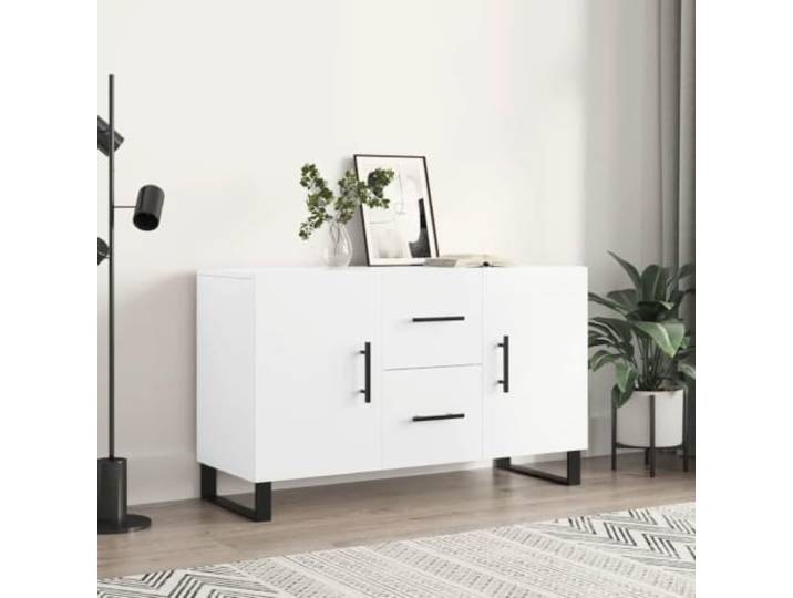 HEFZGDB Sideboard mit viel Stauraum und Griffen, langlebiges Sideboard aus Holzwerkstoff, modernes für Wohnzimmer mit Metallbeinen und Türen in Weiß 100x36x60 cm