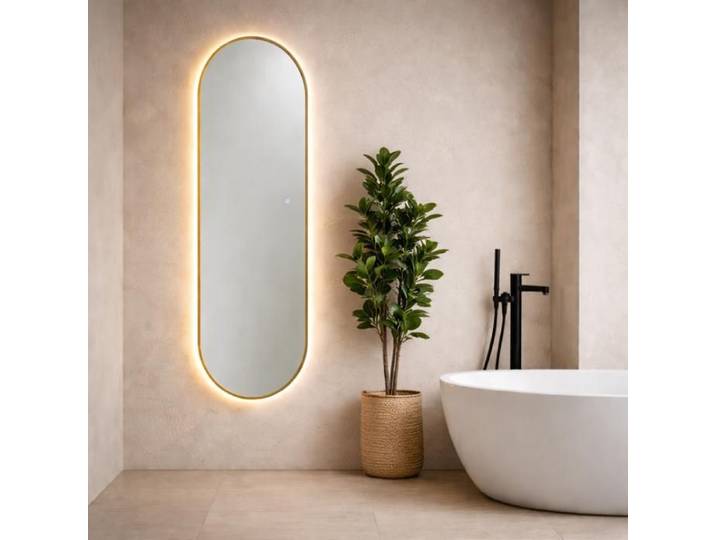 MIROIR LED RÉTRO-ÉCLAIRÉ 60X160CM CADRE EFFET LAITON