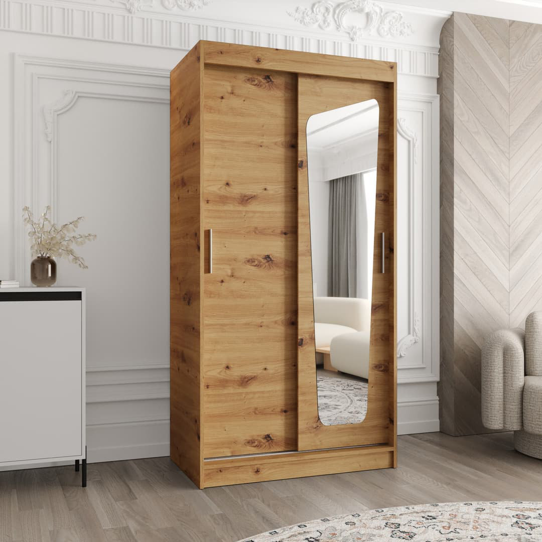 17 Stories Cashmere Wardrobe - Affordable Calm for Small Spaces Oak 202cm H X 100cm W X 52cm D