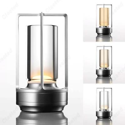 Smart Shopping Spot Rechargeable Wireless Table Lamp LED Touch Sensor Lamp Portable Dimmable Ambient Night Light sliver