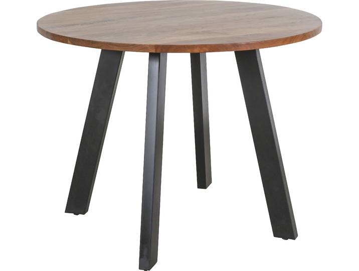 Esstisch BYLIVING Tara , beige (natur, schwarz, akazie), B:100cm H:76cm T:100cm, Tische, Esstisch, ausdrucksstarke Tischplatte aus Massivholz Akazie