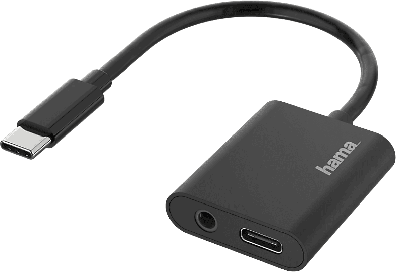 Adaptador USB-C a Jack - Hama 00200319, De conector enchufe 3.5 mm / USB-C, Negro