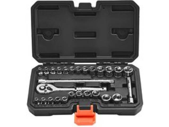 VEVOR Steckschlüsselsatz 27-tlg. 6,4 mm Antriebssteckschlüsselsatz Ratschensatz, SAE und metrisch, mit Ratschenschlüssel Verlängerungsstange Aufbewahrungskoffer, CR-V-Legierungsstahl
