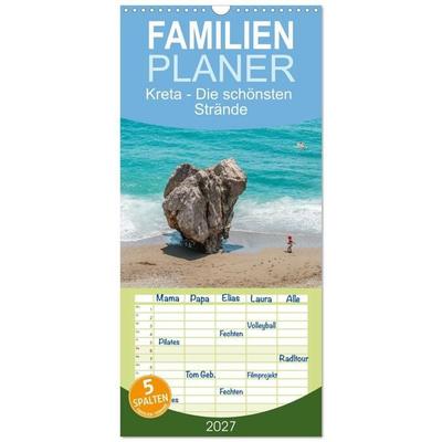 Familienplaner 2027 - Kreta - Die schönsten Strände mit 5 Spalten (Wandkalender, 21 x 45 cm) CALVENDO