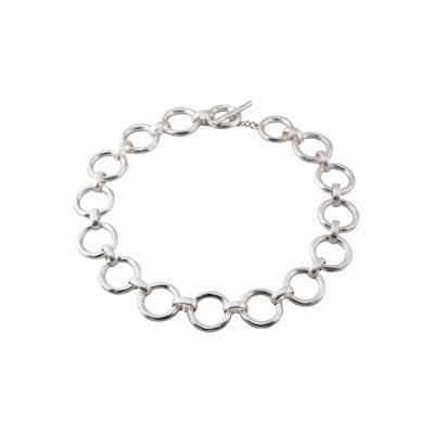 Collier FIRETTI "mit Ringen, rund, matt", grau (metallfarben), Halsketten, Damen, Metall, L: 43,5, Collier