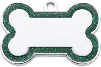 Inspire Picks SparkTag Custom Glitter Pet ID Tag Double Sided Personalized Dog & Cat Name Pendant green l 47x30mm
