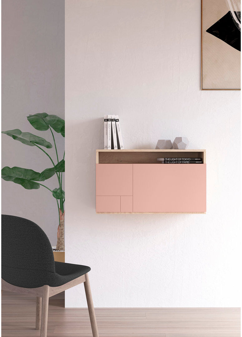 Latitude Run Fryman Foldable Floating Desk Light Oak Pink