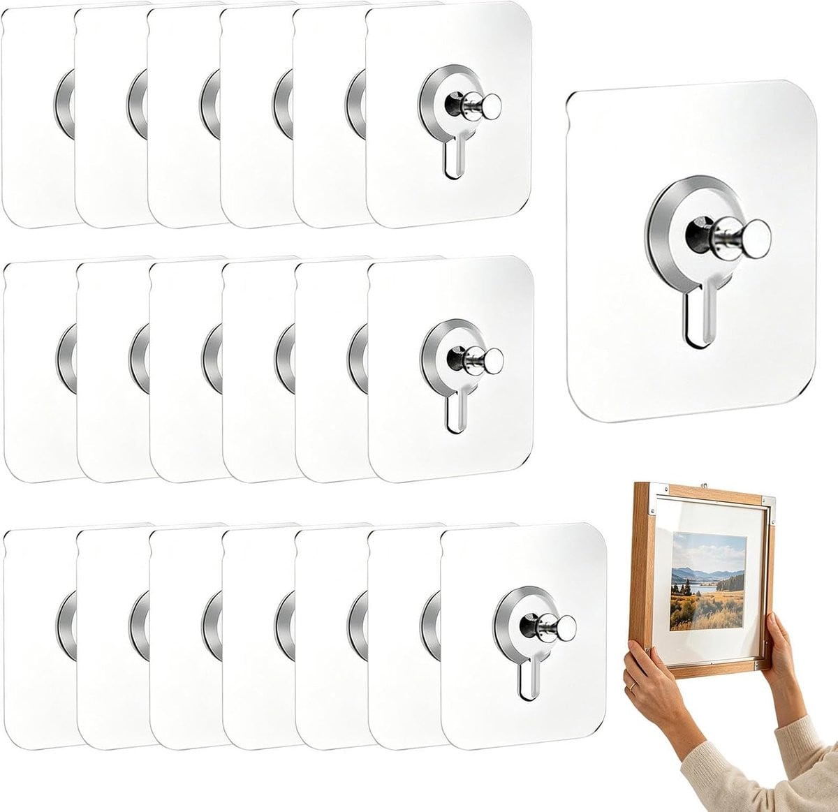 Schroefstickers Zelfklevende Haken Zilver 20 Stuks