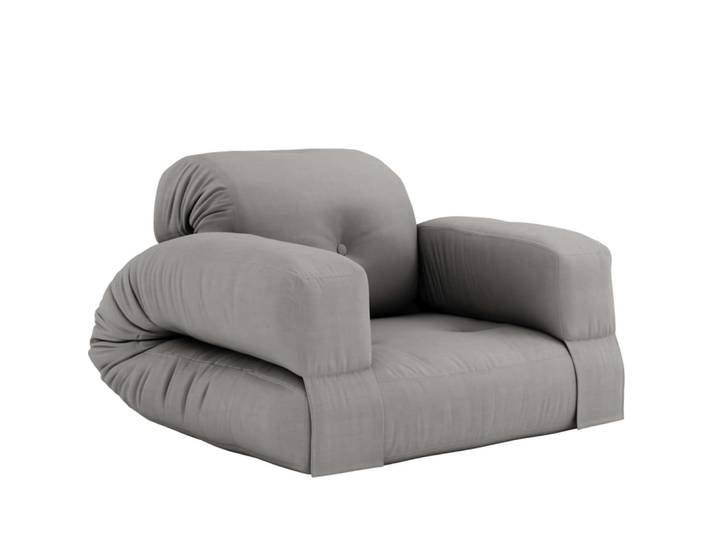 Matelas 90x200 et fauteuil futon gris 2 en 1