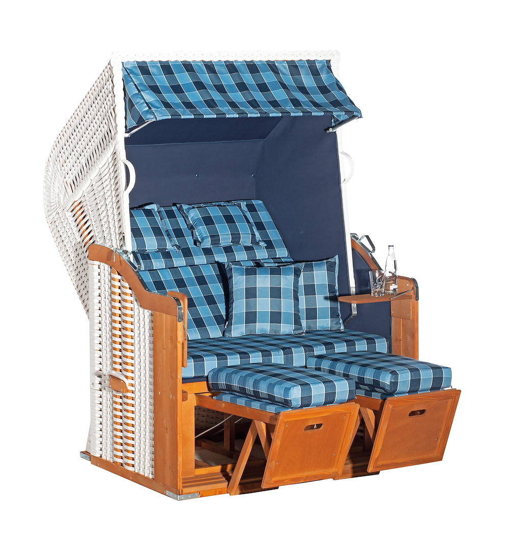 MUESING Strandkorb Rustikal 255 PLUS Kunststoffgeflecht weiss 1246 16938511