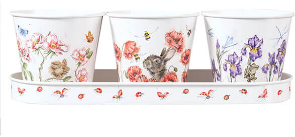 Wrendale Designs Floral Herb Pots Set of 3 With Tray