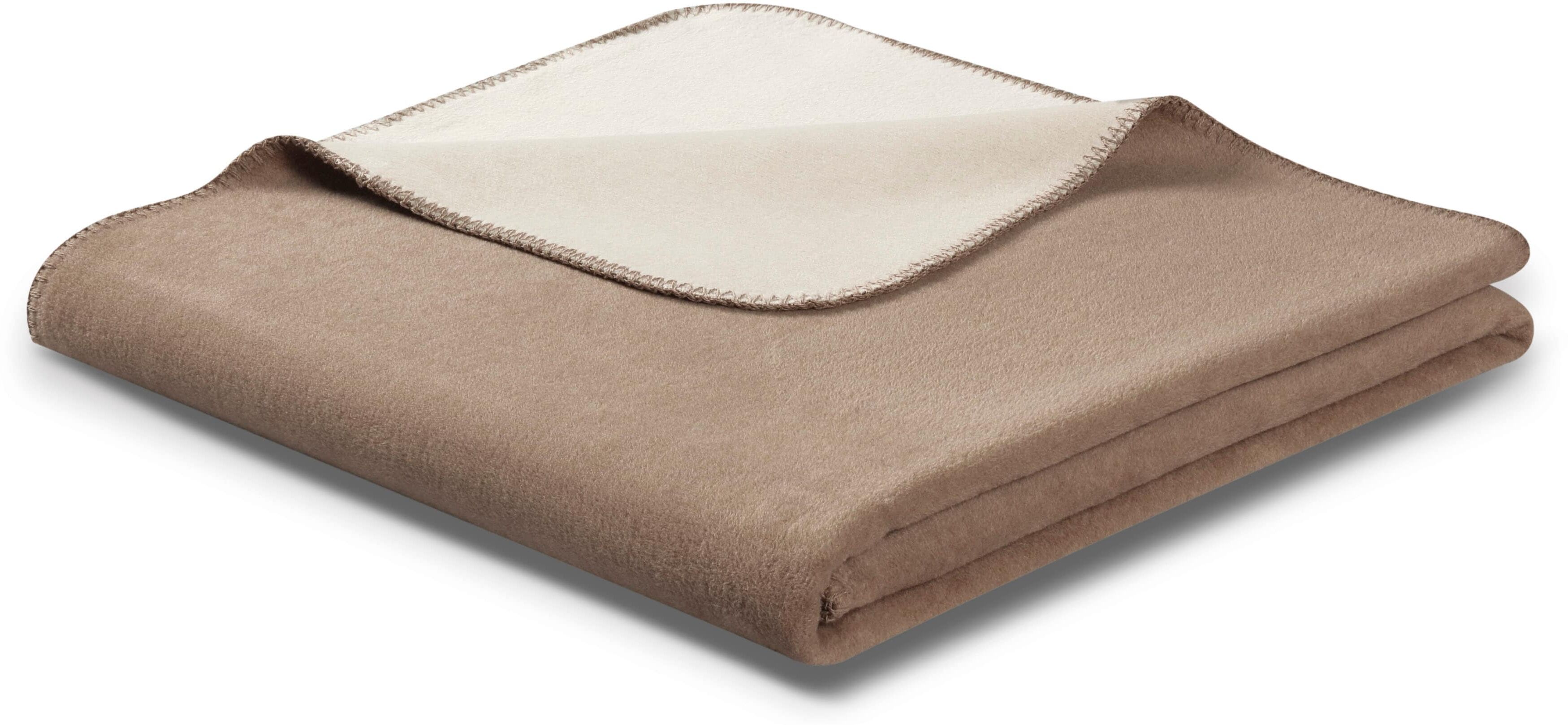 Wohndecke BIEDERLACK "Doubleface", beige (palisade, feder), B:150cm L:200cm, Baumwolle, Polyacryl, Polyester, Wohndecken, Wohndecke, mit geketteltem Zierstich palisade, feder B/L: 150cm x 200cm